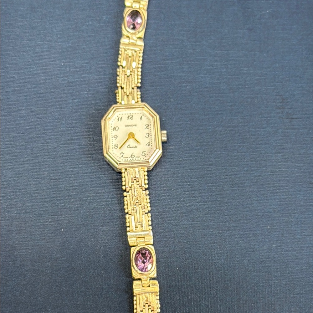 Geneve sterling silver Watch with Purple Accents